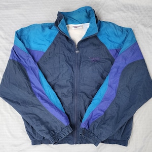 Vintage 1990s Reebok 2 Tone Blue Purple Track Jacket m Medium