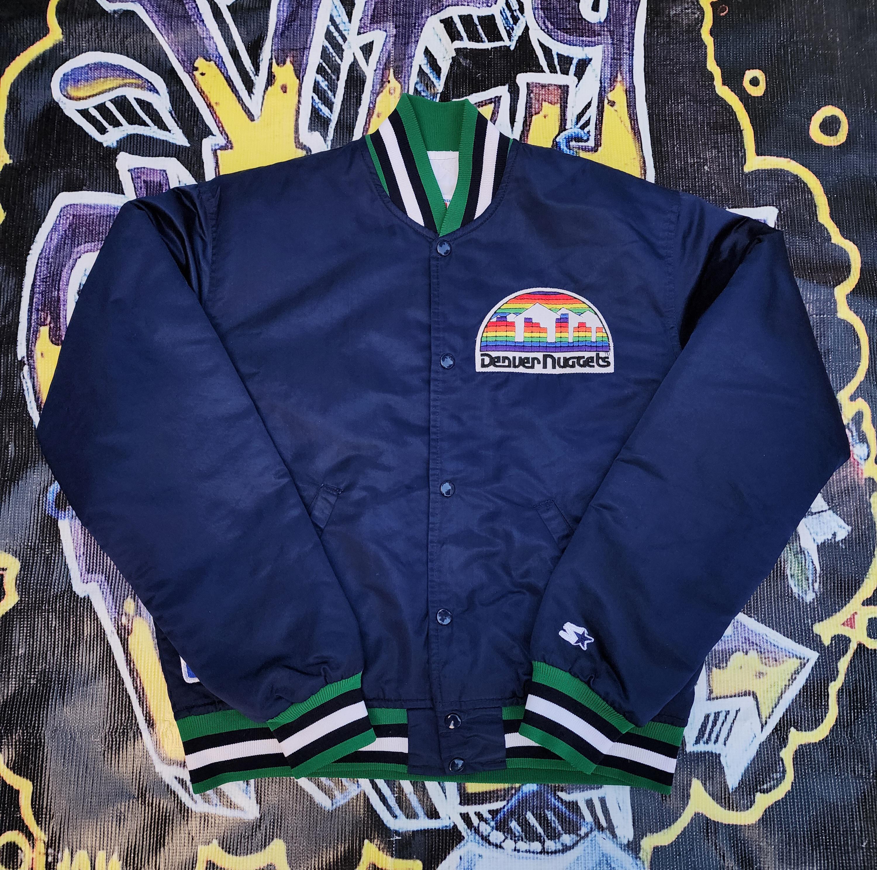 Vintage 80s Denver Nuggets Starter Satin Bomber Jacket Old Logo