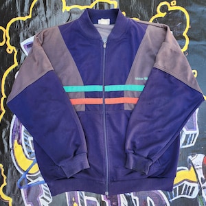 Vintage 1980s Adidas Blue Gray Track Jacket M/L