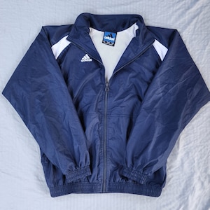 Vintage 1990s Adidas Team Blue White Mesh Lined Track Jacket Small