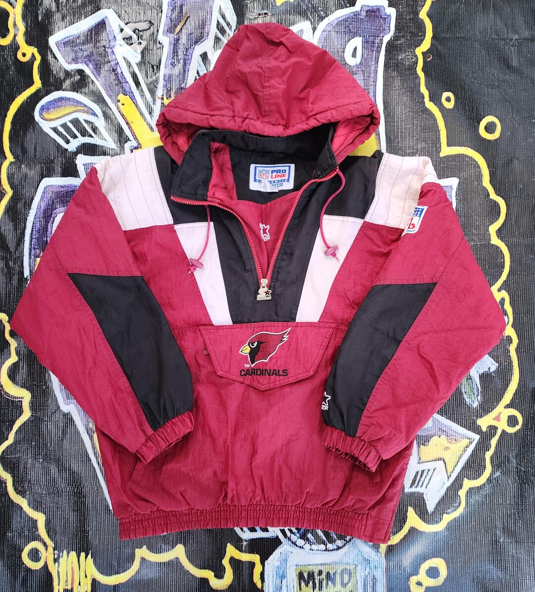 Vintage 90s Arizona Cardinals Starter Pouch Color Block Jacket