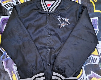 San Jose Sharks Vintage 90s Chalk Line Satin Bomber Jacket - NHL