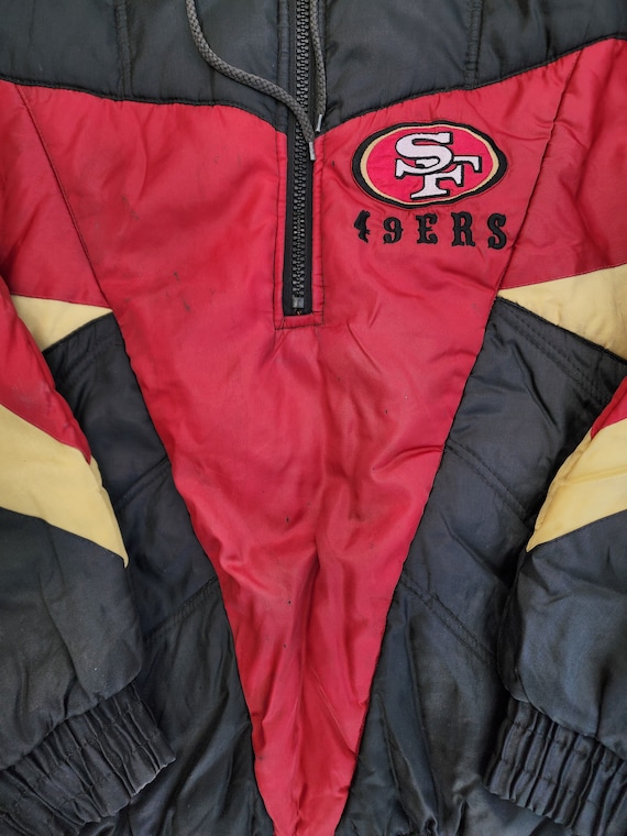 San Francisco 49ers ジャケット Men's Black San Francisco 49ers Oversweep Varsity Full-Snap