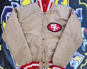 Vintage 80s San Francisco 49ers Starter Satin Bomber Jacket M Vtg