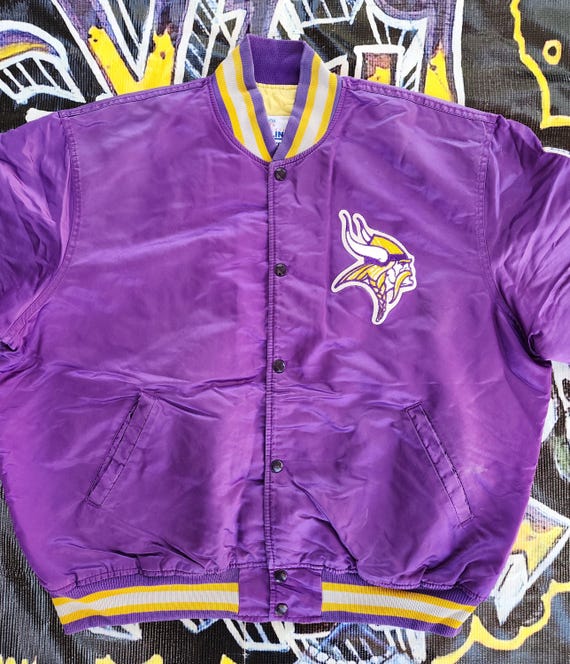 Vintage 80s Minnesota Vikings Starter Pro Line Satin Bomber Jacket