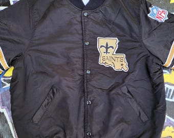 Vintage 1980s New Orleans Saints Escudero Satin Bomber Jacket