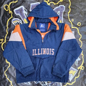 Vintage 90s University of Illinois Fighting Illini Starter Pouch Jacket Medium