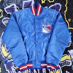 Vintage 1990s New York Rangers Starter Satin Bomber Jacket m Medium