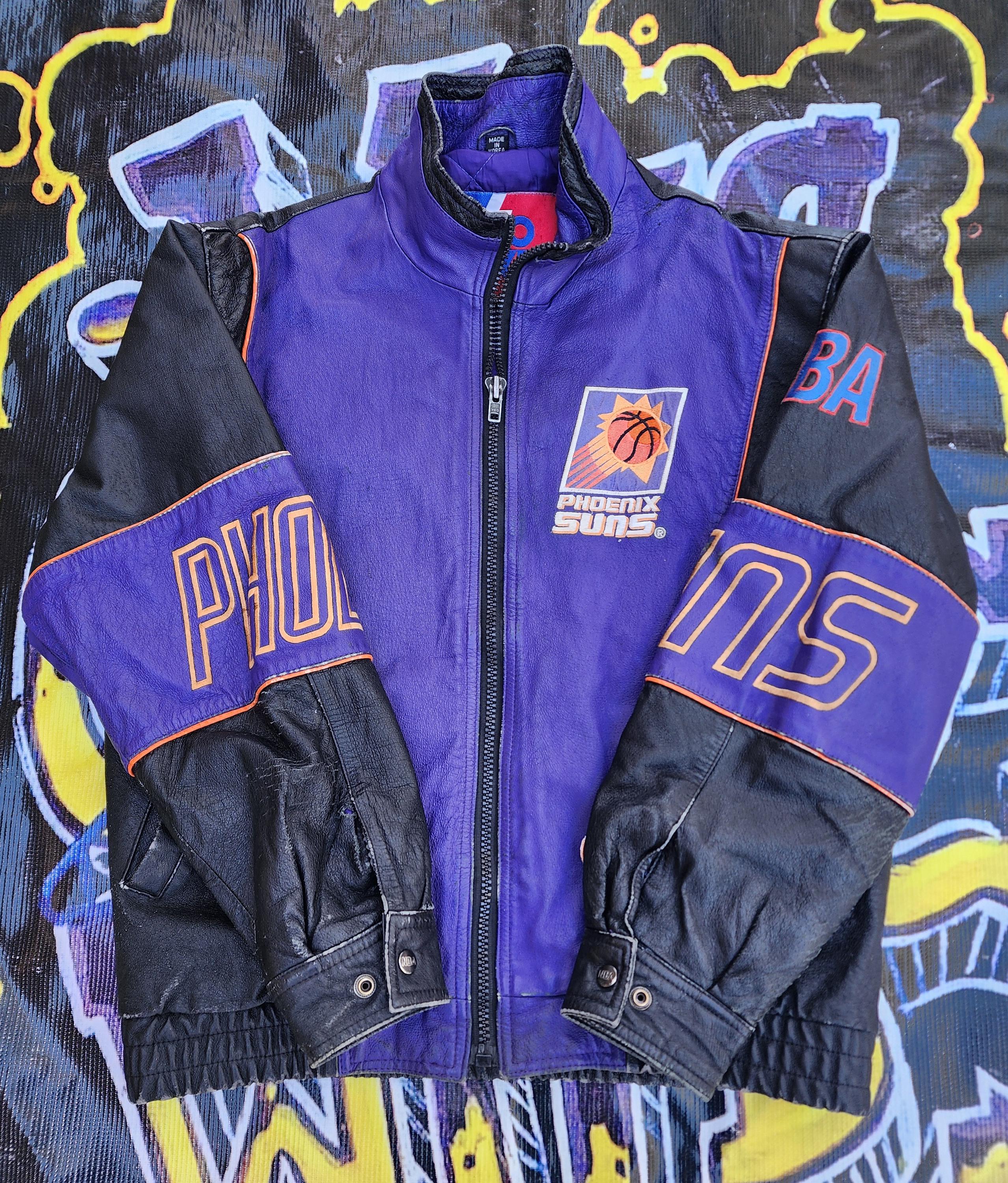 Vintage 1990s Phoenix Suns Pro Player Leather Jacket M Big Logo