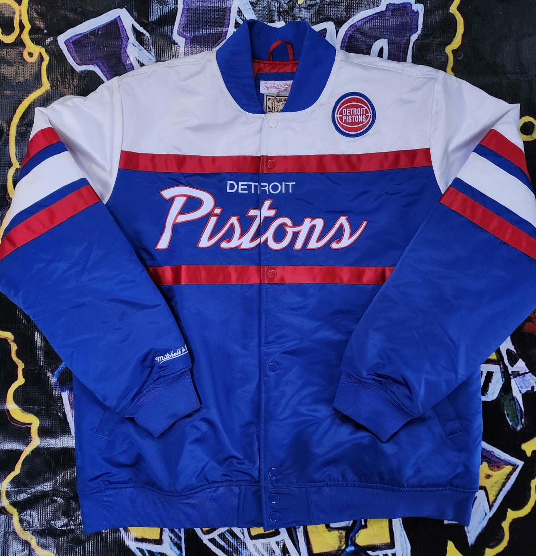 Throwback Detroit Pistons Mitchell and Ness Satin Jacket 2XL