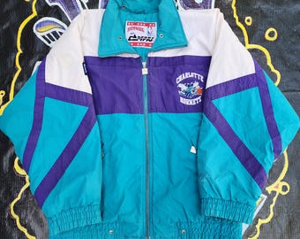 Vintage 1990s Charlotte Hornets Starter Full Zip Quilt Jacket