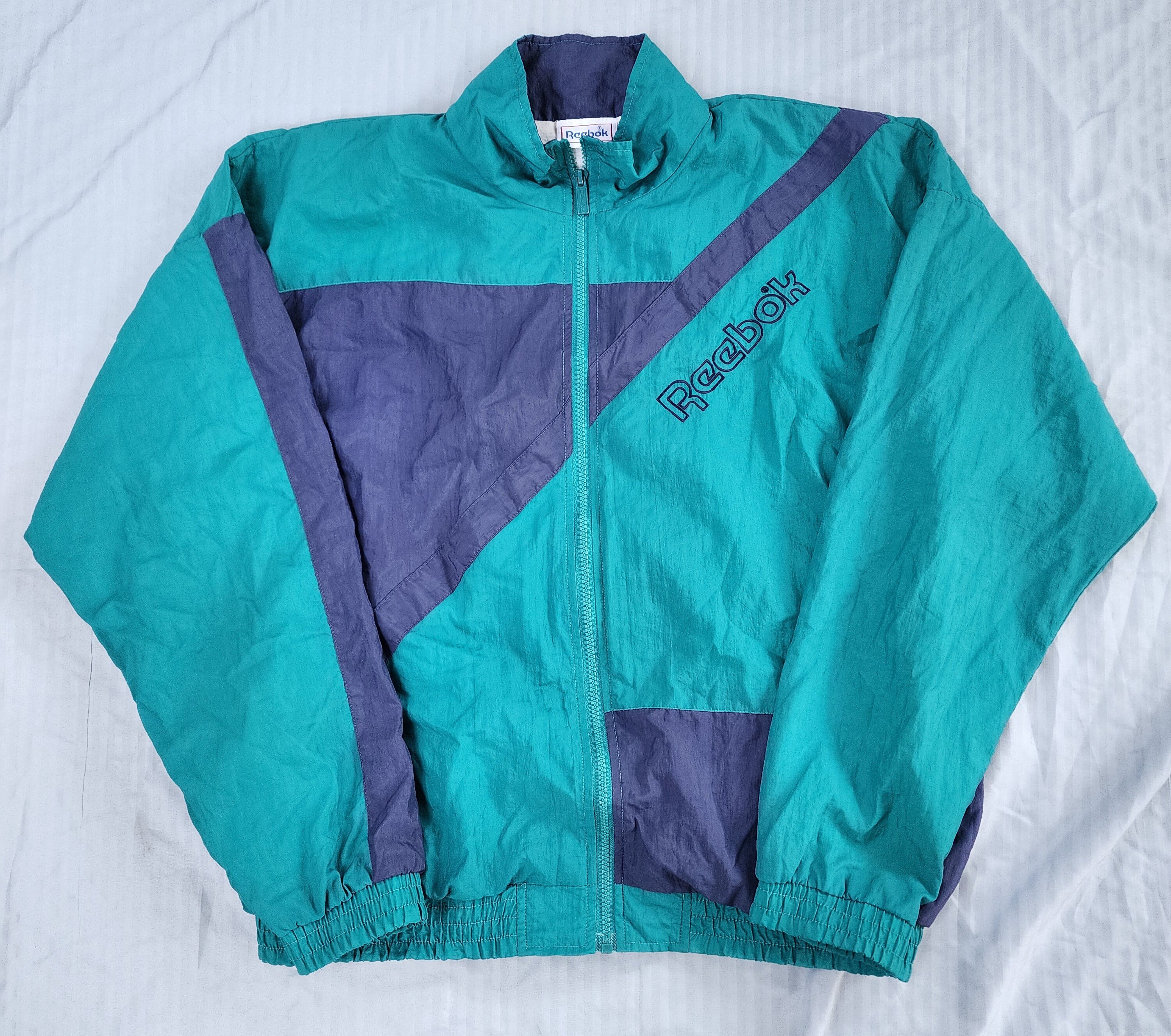 Vintage 1990s Reebok Teal Purple Color Block Track Jacket Large - Etsy