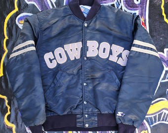 Vintage 1990s Dallas Cowboys NFL Football Genuine Leather Zip up