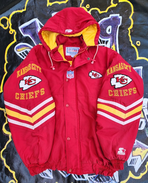 Kansas City Chiefs 90s STARTER bomber LEATHER jacket XL blk