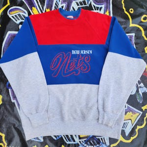 Vintage 1990s New Jersey Nets Nutmeg Mills Sweatshirt Large