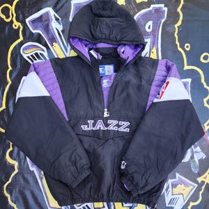 Vintage 1990s Utah Jazz Starter Pouch Jacket L Womens - Etsy
