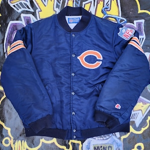 Vintage 1990s Chicago Bears Escudero Satin Bomber Jacket M