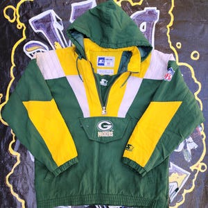 Vintage 1990s Green Bay Packers Starter Pouch Color Block Jacket L
