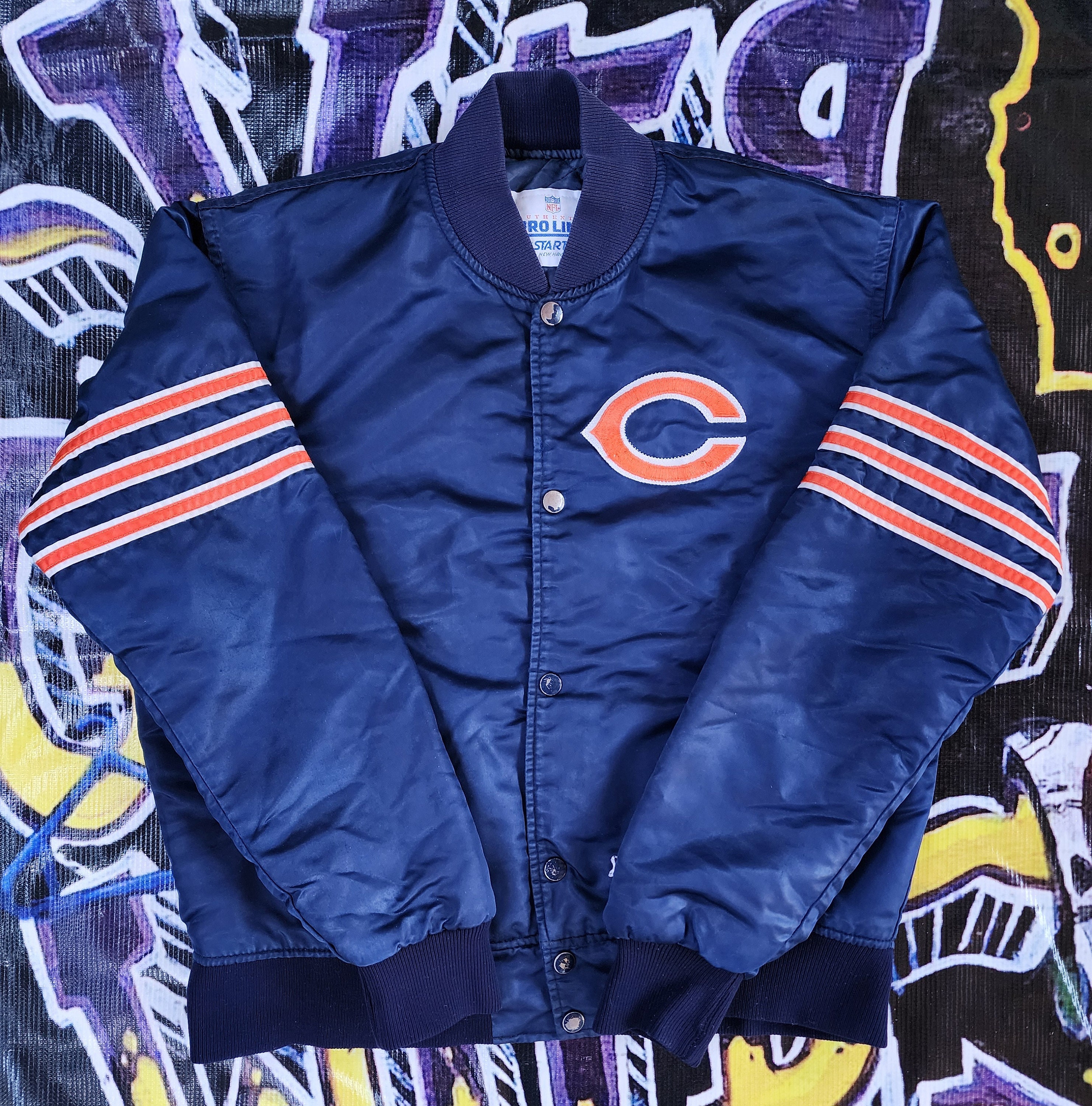 Vintage 1990s Chicago Bears Starter Satin Bomber Jacket S Small - Etsy