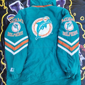 Vintage 1990s Miami Dolphins Starter Pro Line Arm Logos Trench
