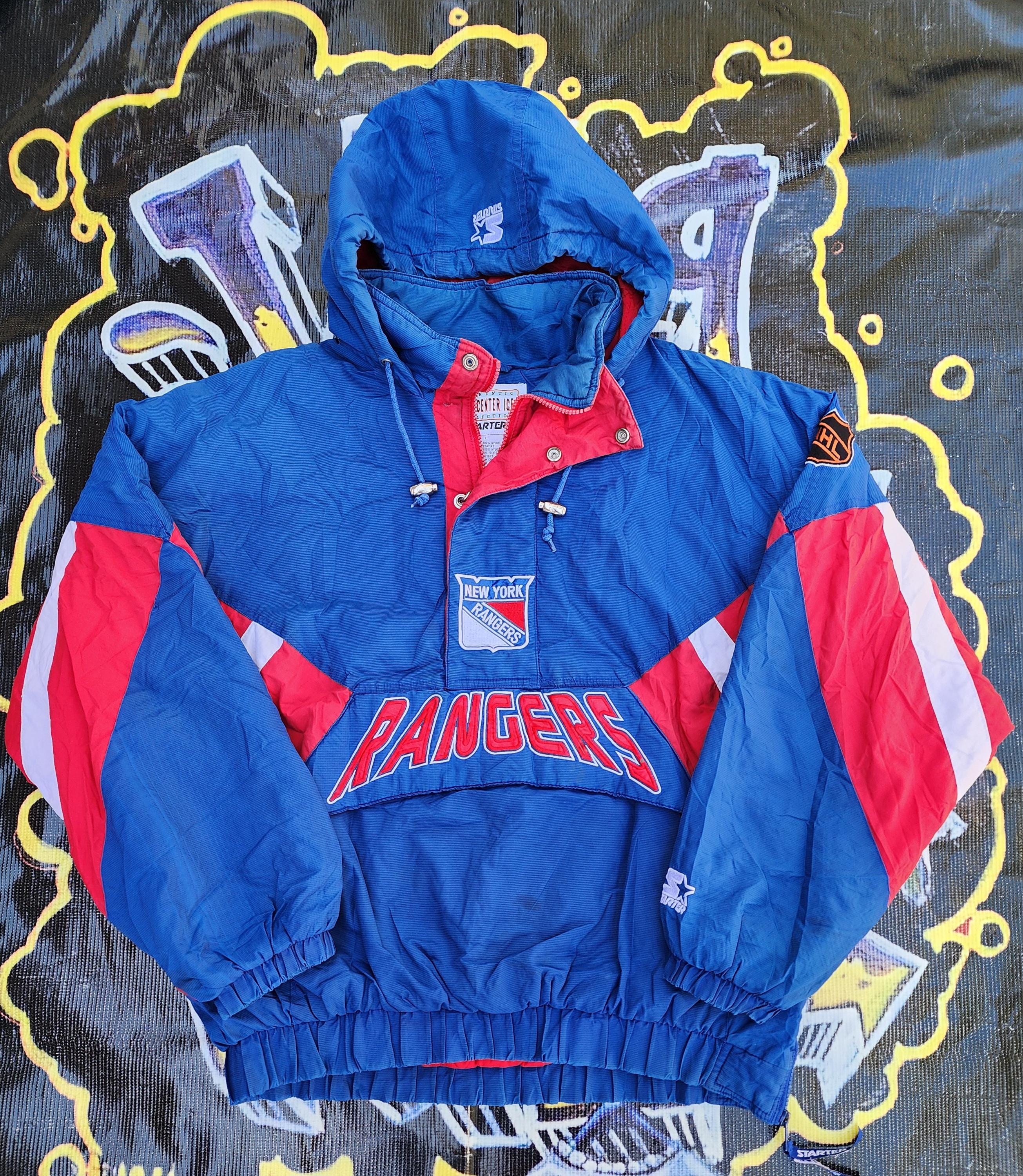Vintage 1990s New York Rangers Starter Pouch Space Font Jacket