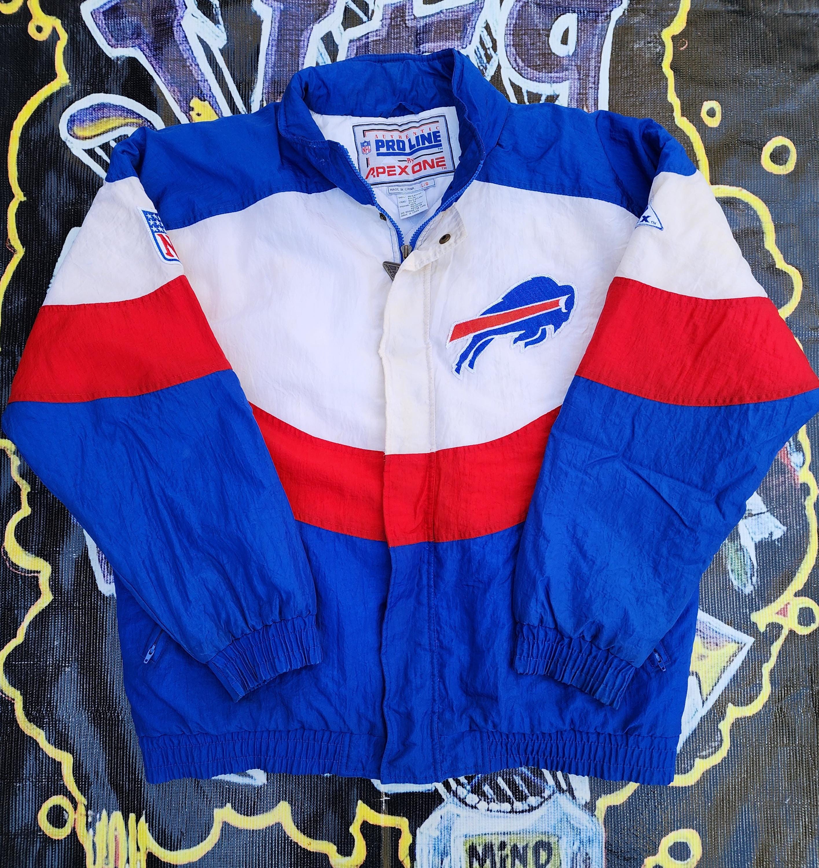 Vintage 90s Buffalo Bills Apex One Wave Pro Line Puffer Jacket L