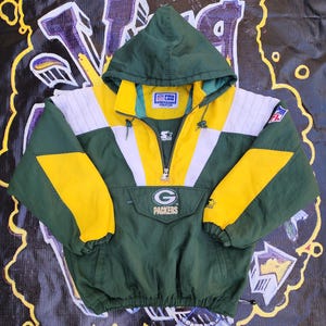 Vintage 1990s Green Bay Packers Starter Pouch Color Block Jacket Medium