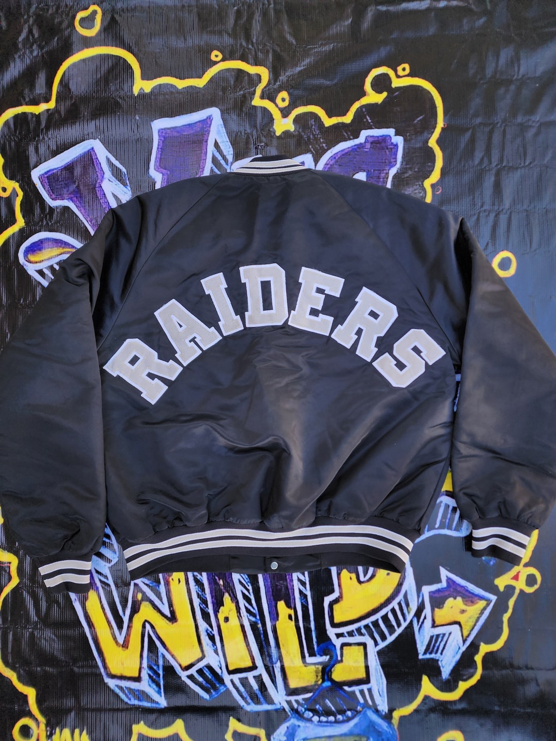 Vintage 1990s Los Angeles Raiders Chalkline Satin Jacket Large - Etsy