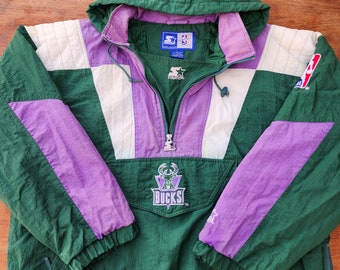 Rare! Vintage 1990s Milwaukee Bucks Starter Pouch Jacket Large