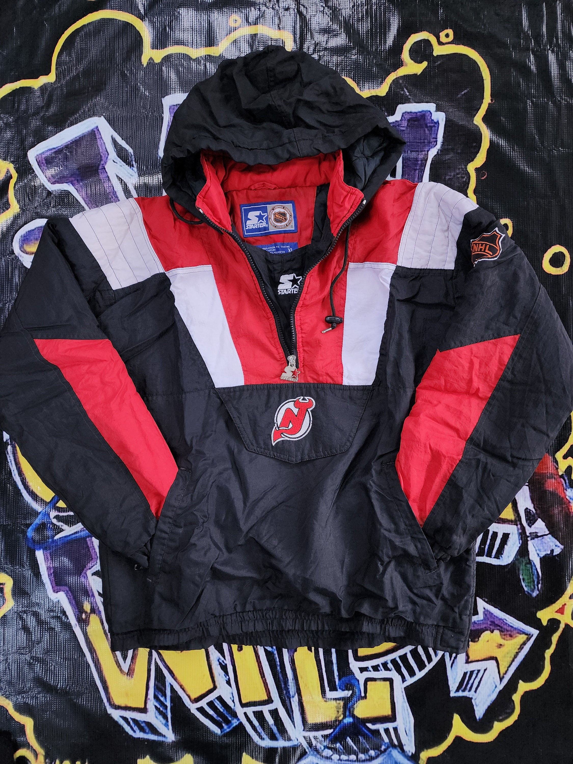 Vintage 1990s New Jersey Devils Starter Pouch Color Block Vintage 1990s New Jersey Devils Starter Pouch Color Block