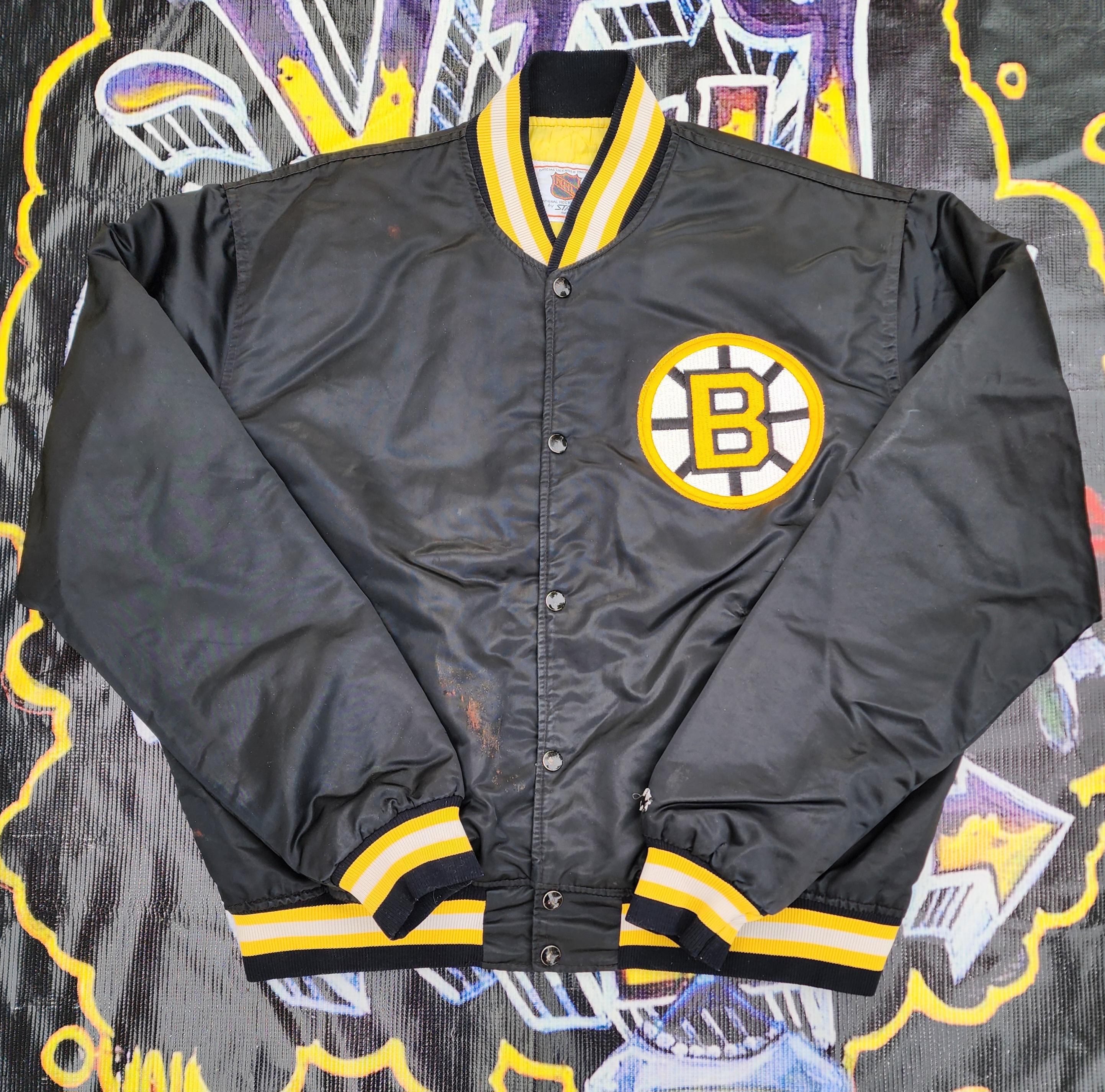 Vintage 1990s Boston Bruins Starter Satin Bomber Jacket XL NHL Vtg 