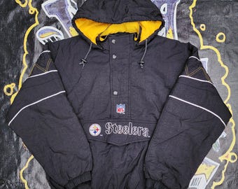 Vintage 1990s Pittsburgh Steelers Starter Pouch Color Block Jacket