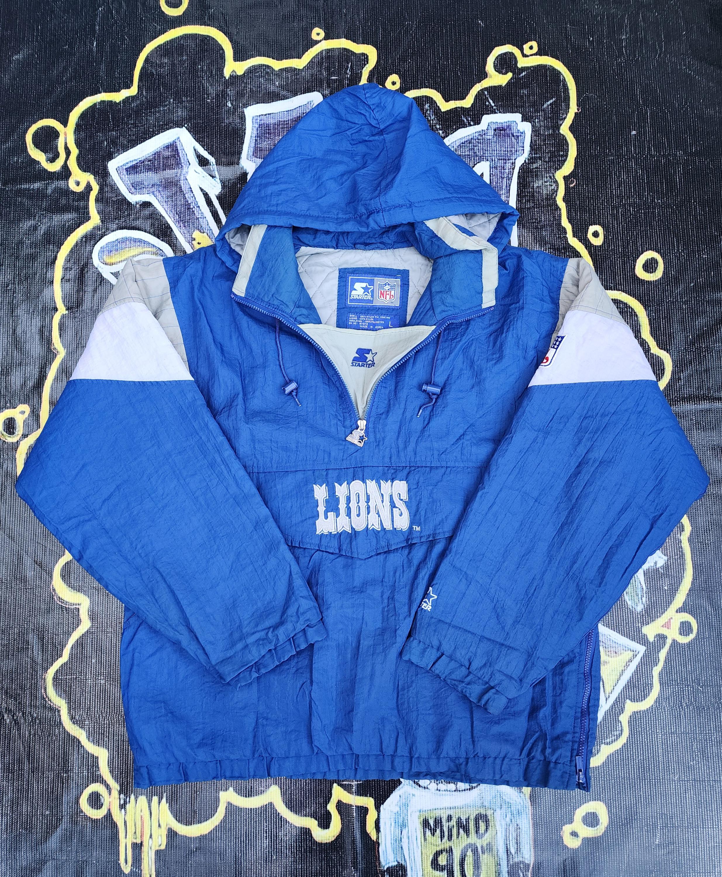 Vintage 90s Detroit Lions Starter Pouch Jacket L Vtg NFL - Etsy