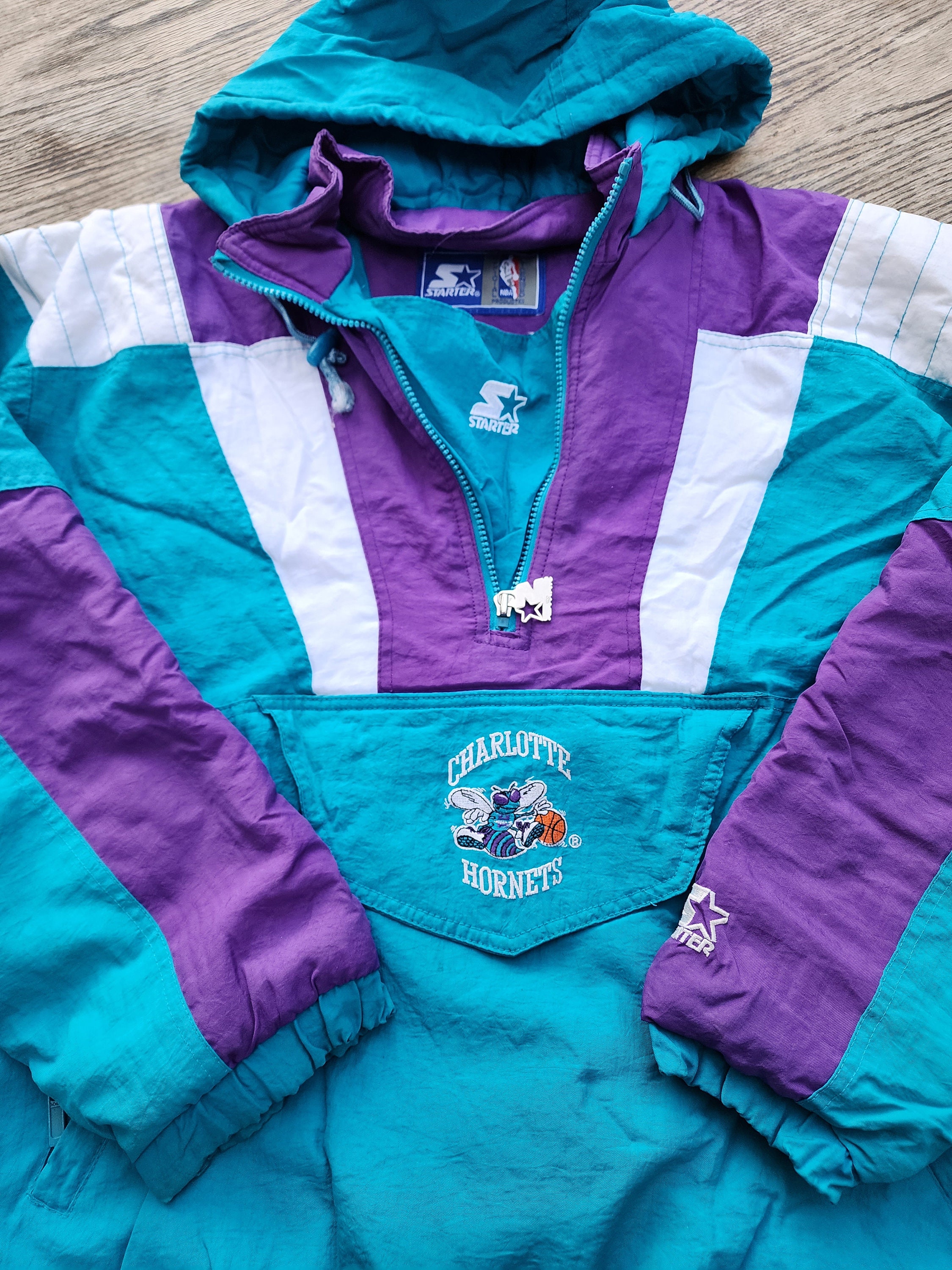 Vintage 1990s Charlotte Hornets Starter Pouch Jacket - Etsy Vintage 1990s Charlotte Hornets Starter Pouch Jacket - Etsy