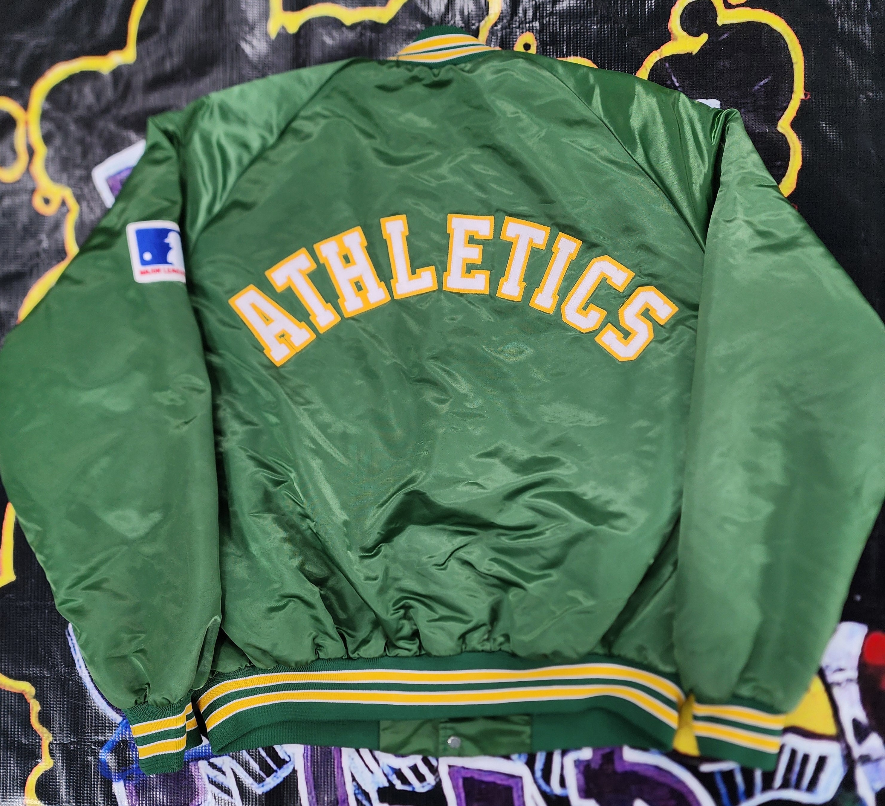 Vintage 1990s Oakland Athletics Chalk Line Satin Jacket