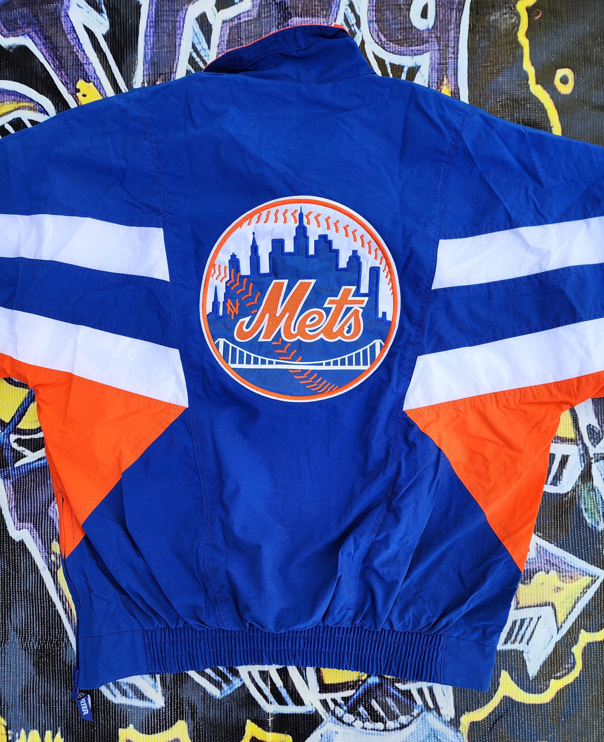 BNWOT Vintage 90s New York Mets Starter Light Jacket Blue Orange