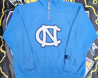 Vintage 1990s University North Carolina Tarheels Starter 1/4 Zip Pullover Sweater Large