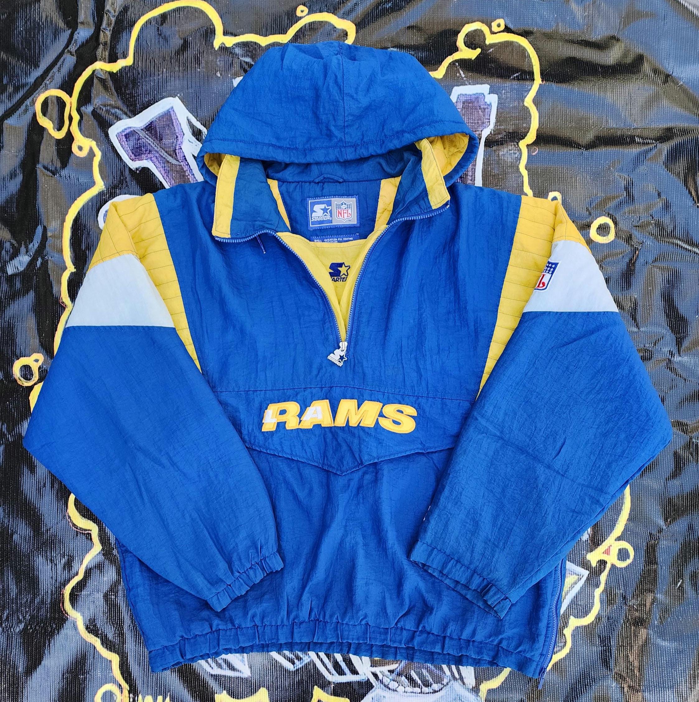 Vintage 90s Los Angeles St. Louis Rams Starter Pouch Jacket Blue