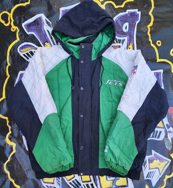 Vintage 1990s New York Jets Starter Full Zip Kelly Green Quilt
