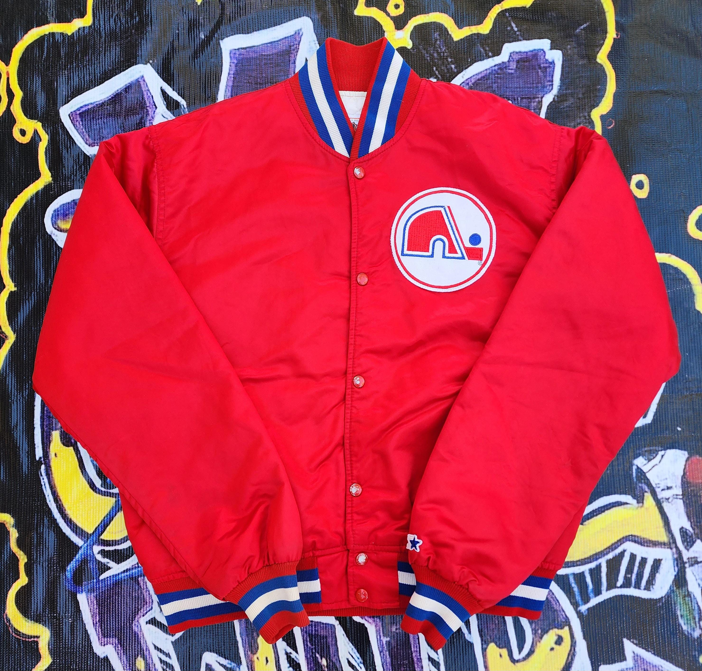Rare!!! Vintage 1990s Quebec Nordiques Starter Satin Jacket Red L