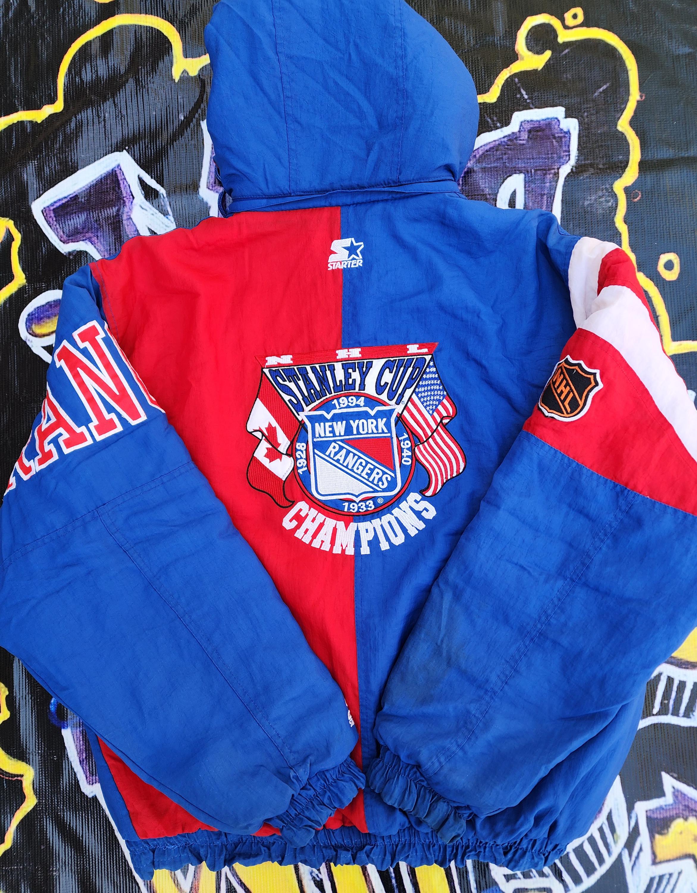 Vintage 1990s New York Rangers Starter 2 Tone Blue Red Jacket L