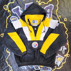 Vintage 1990s Pittsburgh Steelers Starter Pouch Color Block Jacket Medium