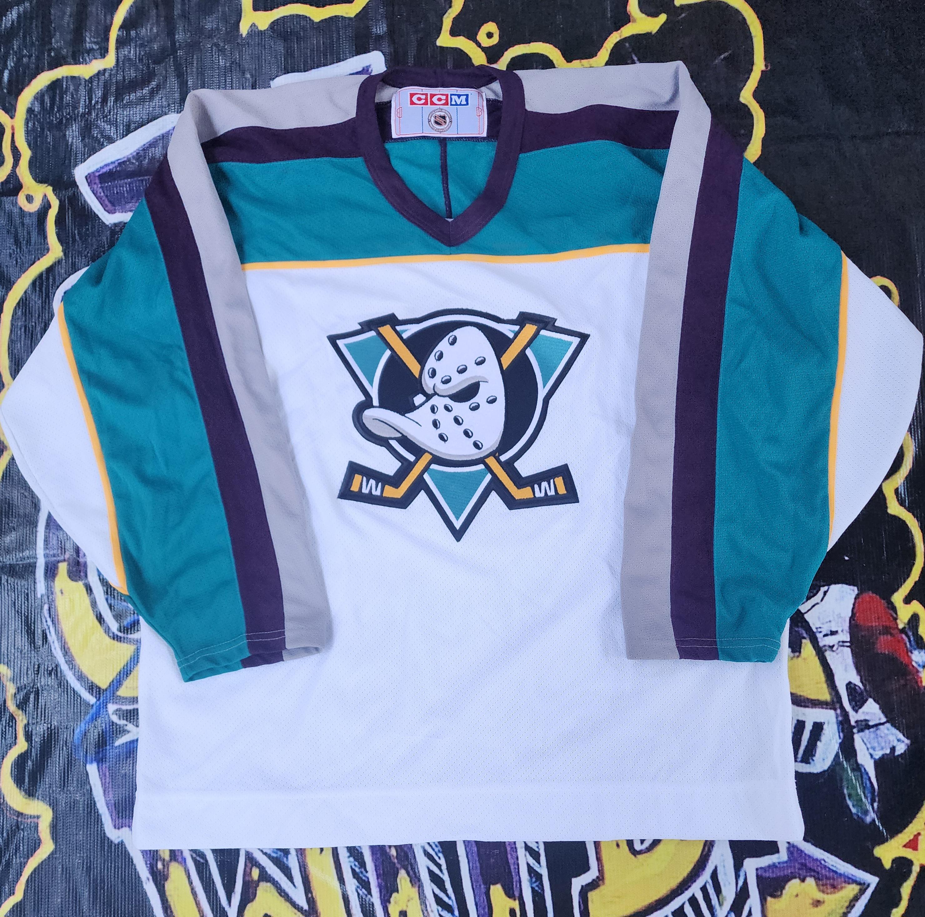 Vintage 1990s Anaheim Mighty Ducks CCM White Jersey L Large - Etsy