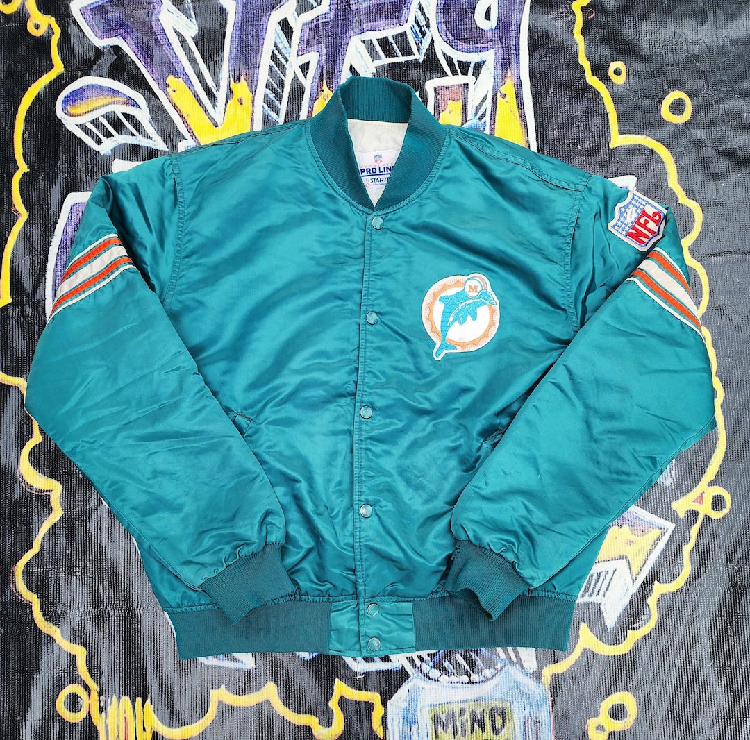 Vintage 80s 90s Miami Dolphins Starter Pro Line Satin Bomber