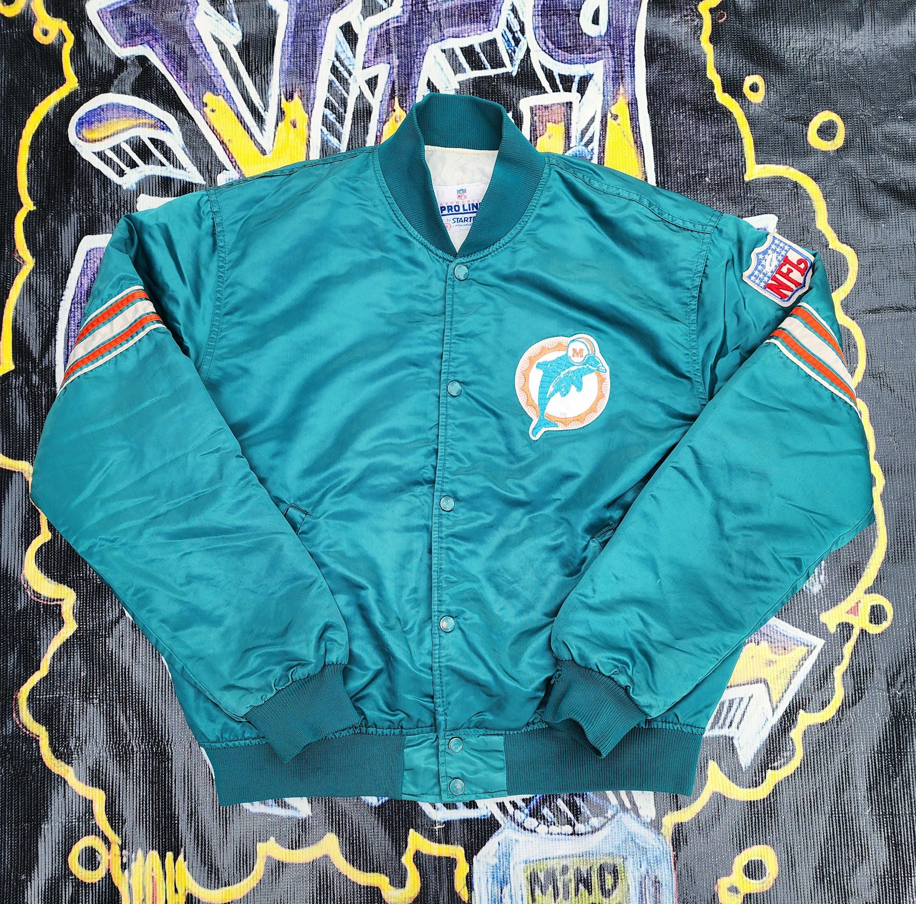 Vintage 80s 90s Miami Dolphins Starter Pro Line Satin Bomber