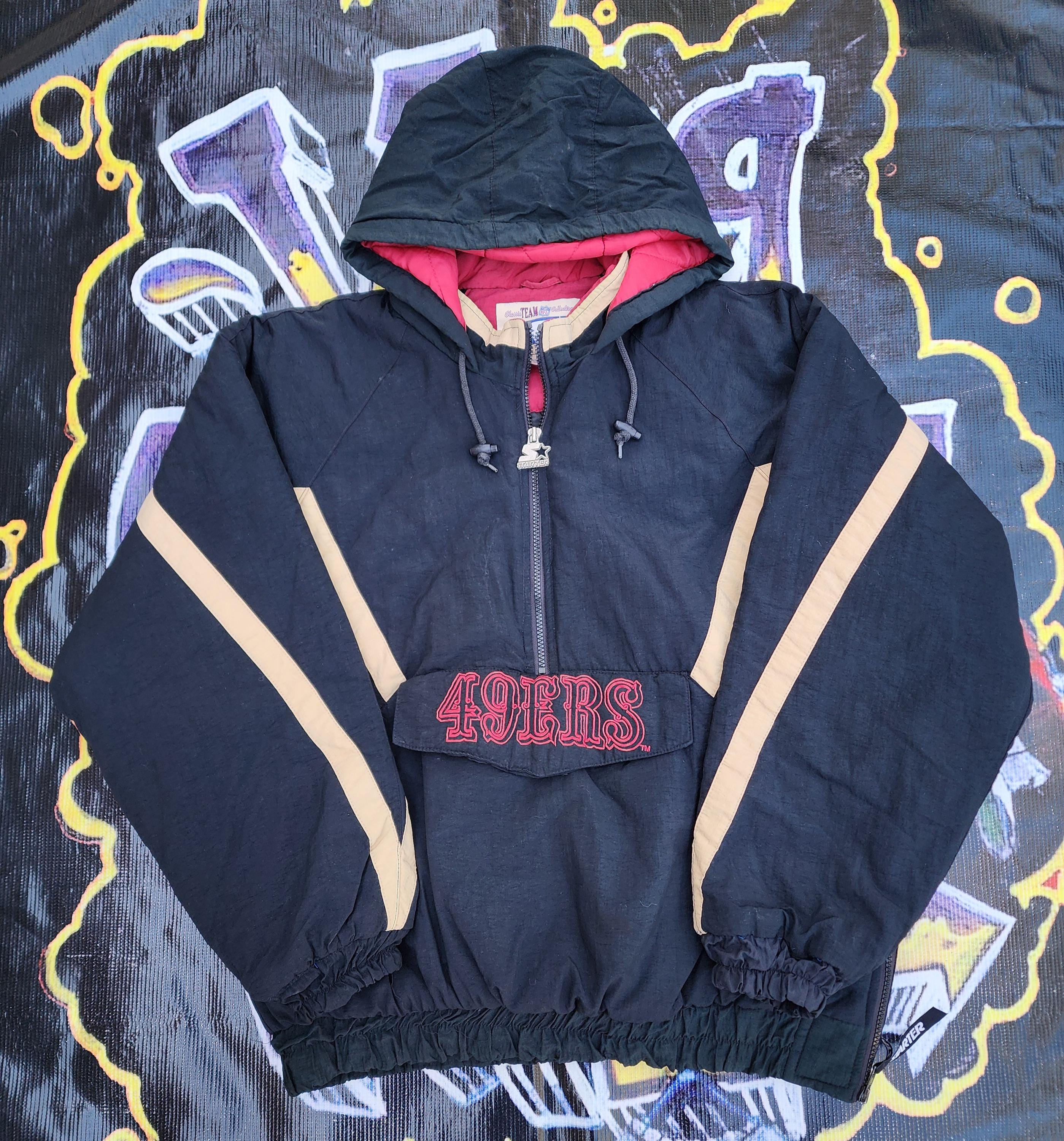 Vintage 1990s San Francisco 49ers Starter Pouch Jacket Black Gold
