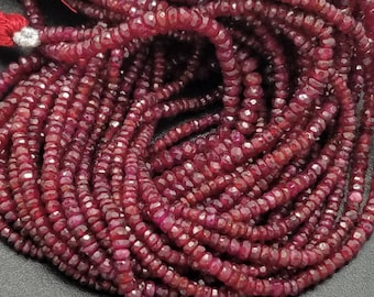 2.5mm Natural African Longido Ruby Faceted Rondelles, 7.5 inch