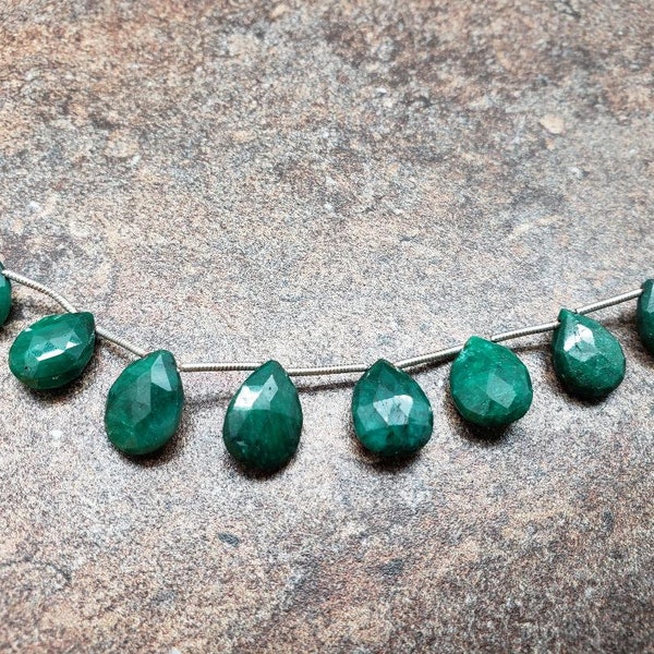 Graduated Emerald Faceted Pear Briolettes