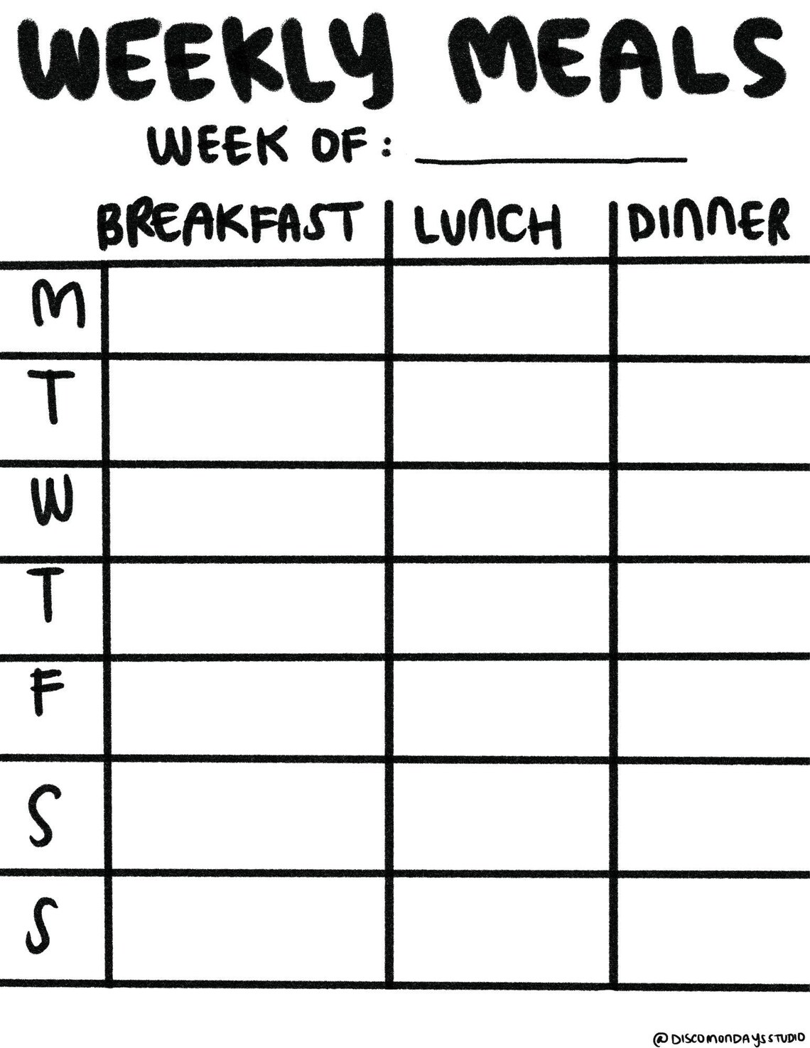 Meal Planner, Minimalist Meal Planner, Printable Planner, Downloadable ...