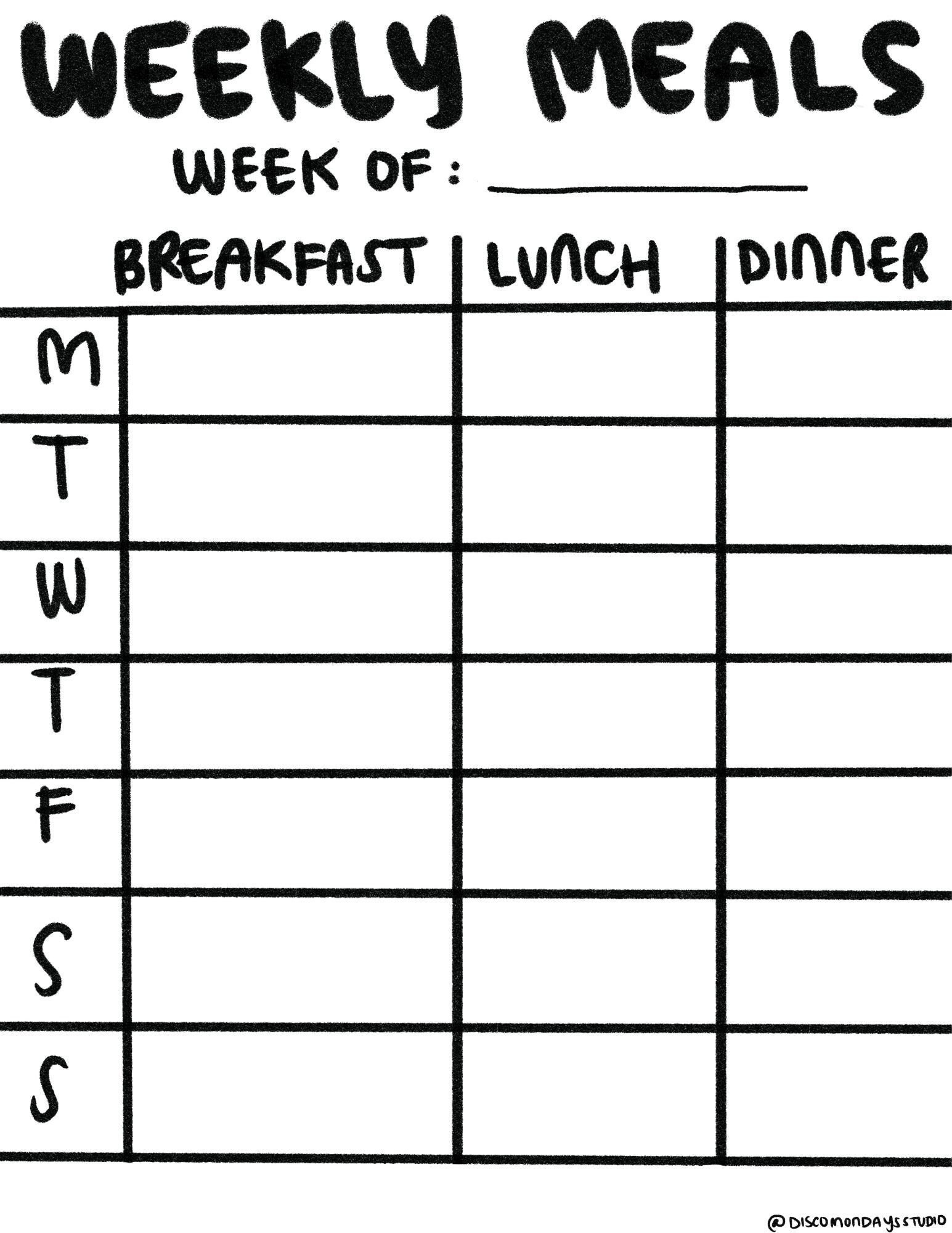 Meal Planner, Minimalist Meal Planner, Printable Planner, Downloadable ...
